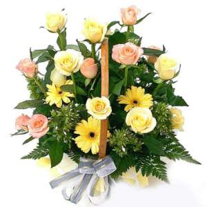 AR 08 - Soft Yellow Basket Arrangement
